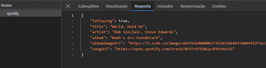 Spotify API response